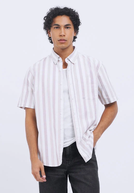 Short Sleeve Stripes Oxford Shirt