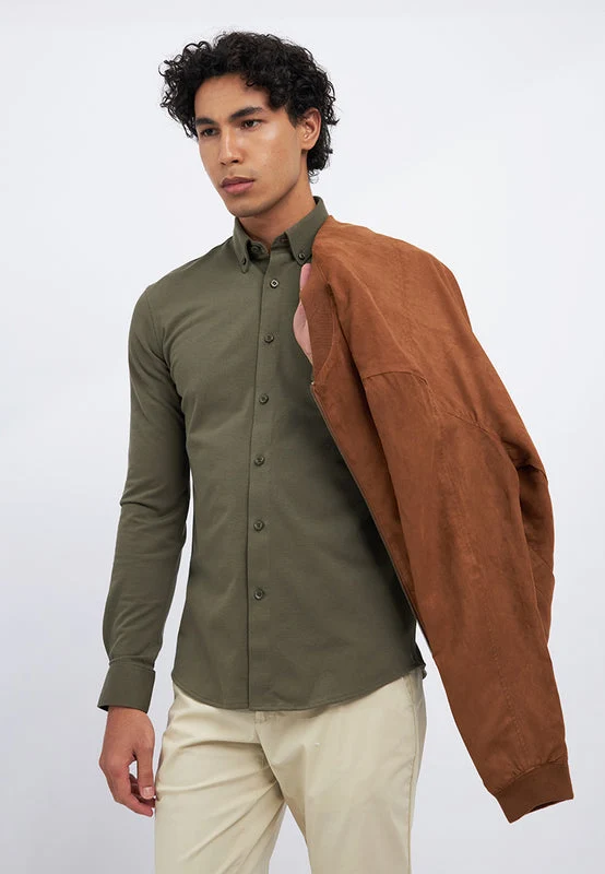 Slim Fit Long Sleeve Knit Shirt